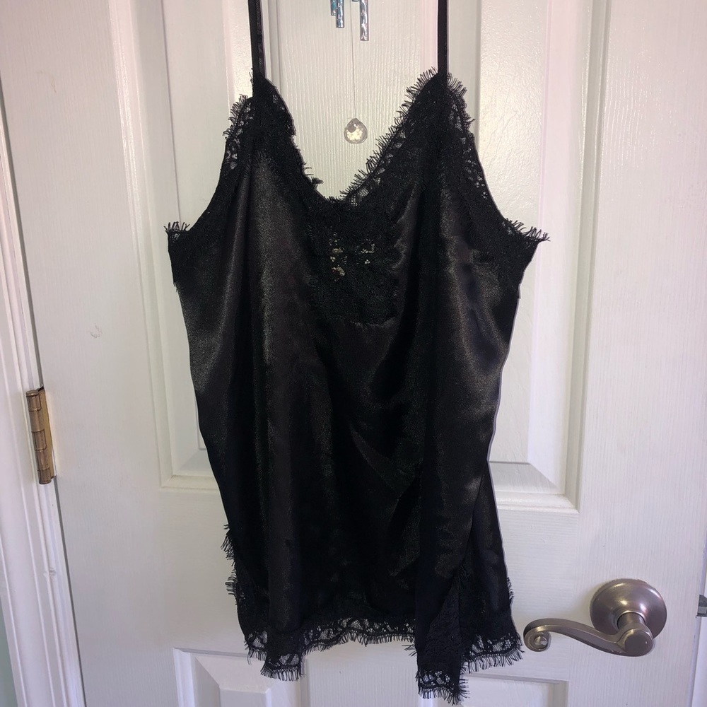 black silk lace lined top